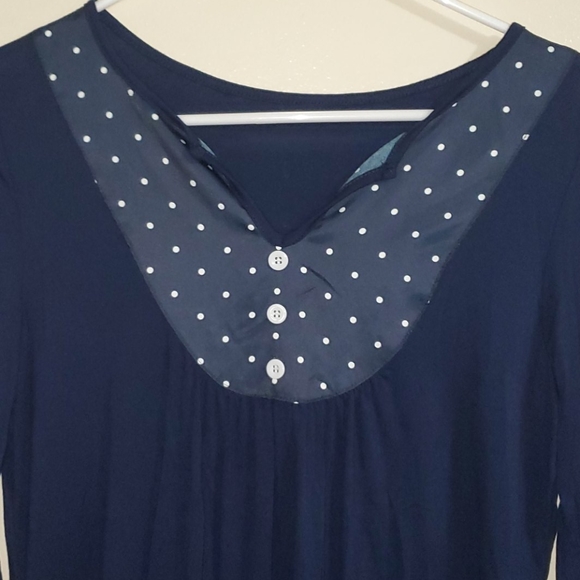 Cute Blue Longsleve Top with buttons. #3 - Picture 3 of 6